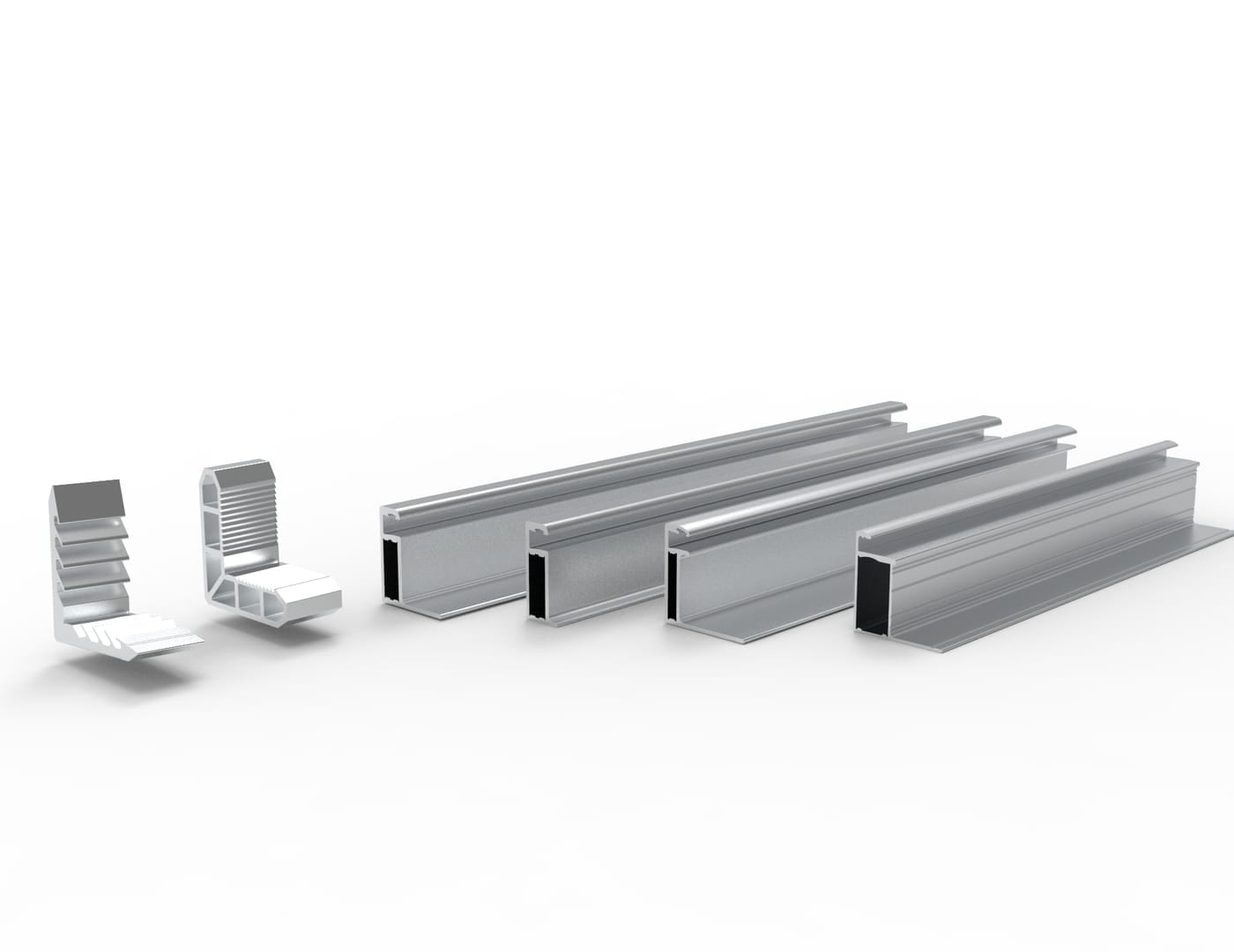Solar module frames & mounting systems — product photograph